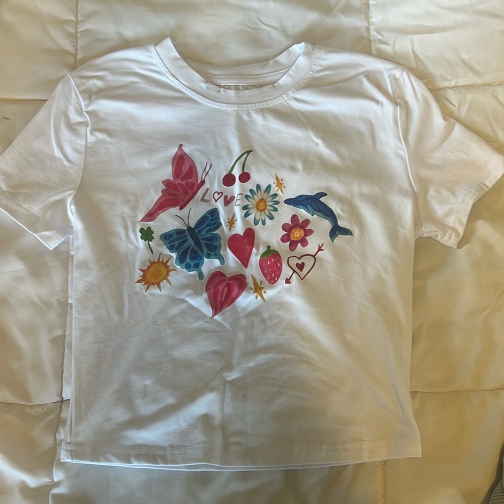SHEIN Cropped T-Shirt with Cute Colorful Design